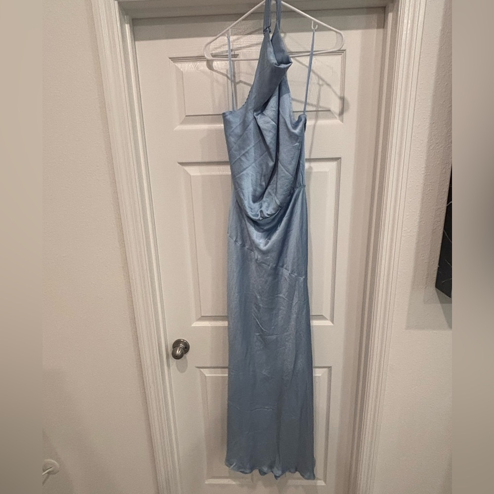 Elegant Blue Halter Dress